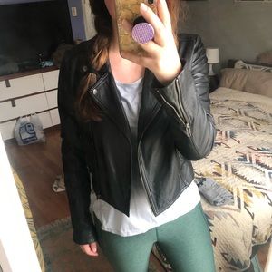 Hinge (Nordstrom brand) Leather Moto Jacket sz XS